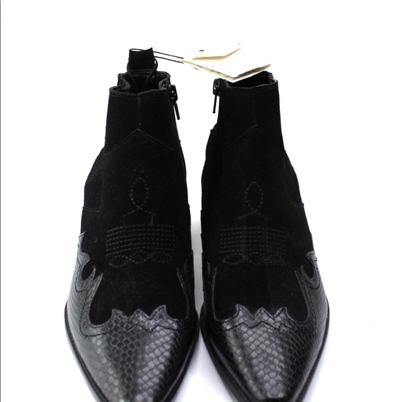 Zara NWT Split Suede Embroidered  Cowboy Ankle Booties in size 10/ EURO 41. - Picture 4 of 11
